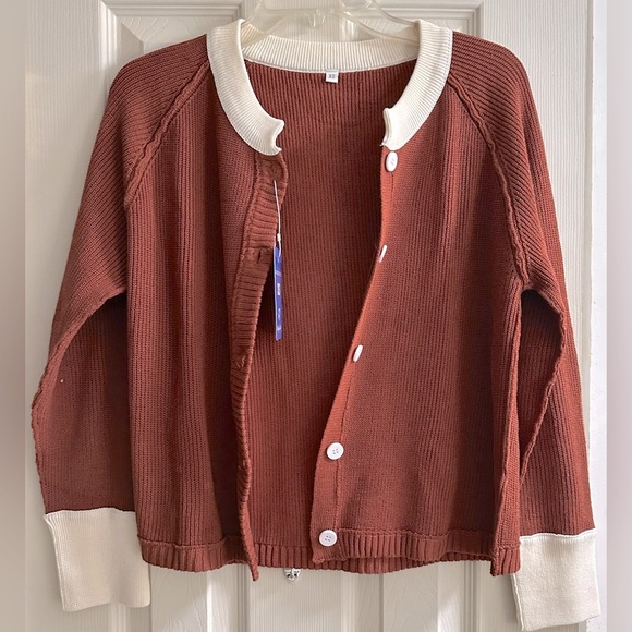 Brown Cardigan Sweater - Picture 1 of 6
